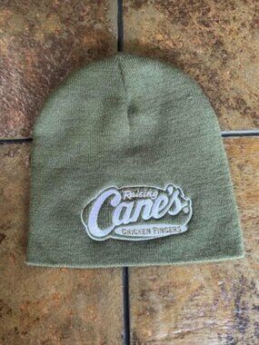 Official Raising Cane's Knit Beanie Hat, olive green